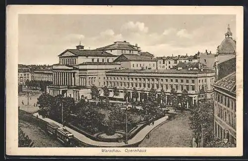 AK Warschau-Warszawa, Opernhaus, Strassenbahn