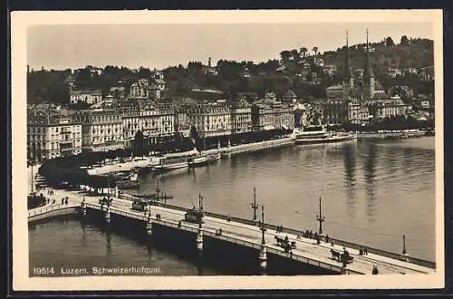 AK Luzern, Schweizerhofquai, Strassenbahn