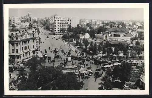 AK Bucuresti, Statuia cu B-dul C. I. Bratianu, Strassenbahn