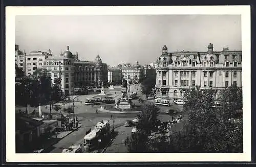 AK Bucuresti, Piata Bratianu, Strassenbahn