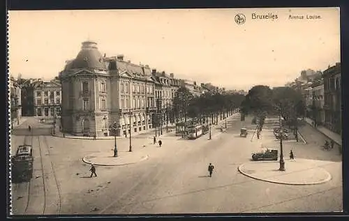 AK Brüssel / Bruxelles, Avenue Louise, Strassenbahn