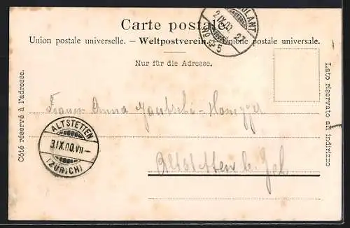 AK Genève, Hotel des Postes, Strassenbahn