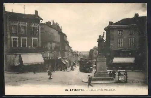 AK Limoges, Place Denis-Dussoubs, Strassenbahn