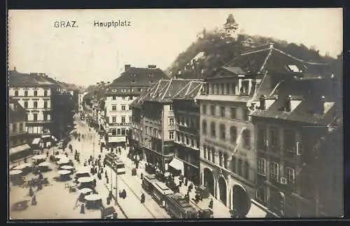 AK Graz, Hauptplatz mit Strassenbahn