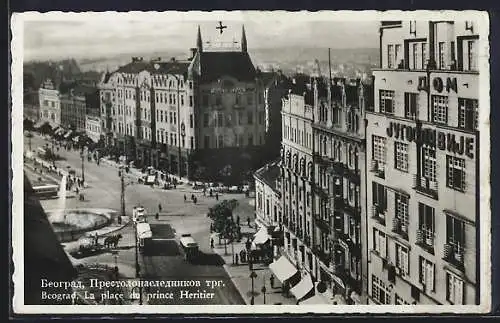 AK Beograd, La Place du prince Heritier, Strassenbahn