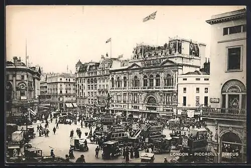 AK London, Piccadilly Circus, Strassenbahn