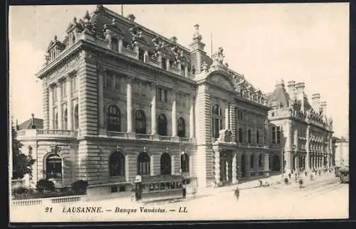 AK Lausanne, Banque Vaudoise, Strassenbahn