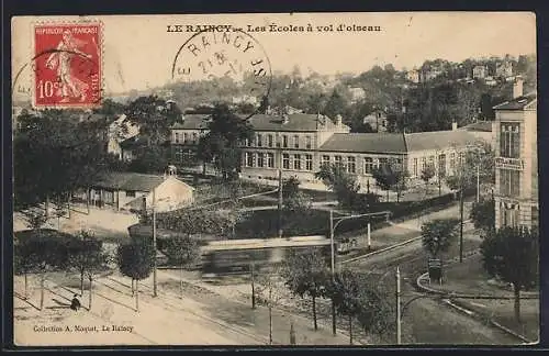 AK Le Raincy, Les Ecoles a vol d`oiseau, Strassenbahn