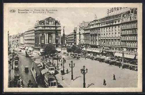 AK Bruxelles, Place de Brouckere, Strassenbahn