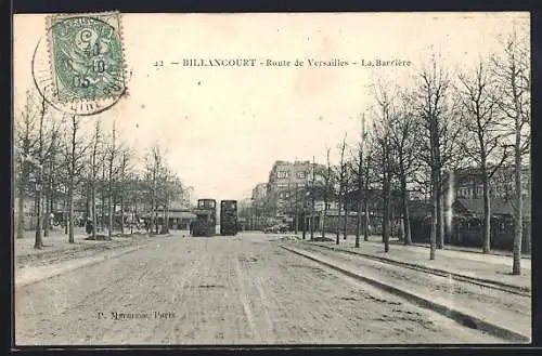 AK Billancourt, Route de Versailles, La Barriere, Strassenbahn