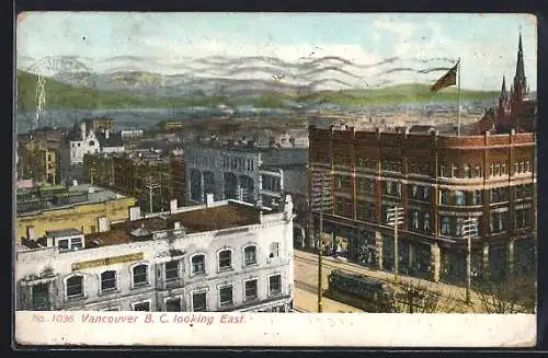 AK Vancouver, B. C., Looking East, Strassenbahn