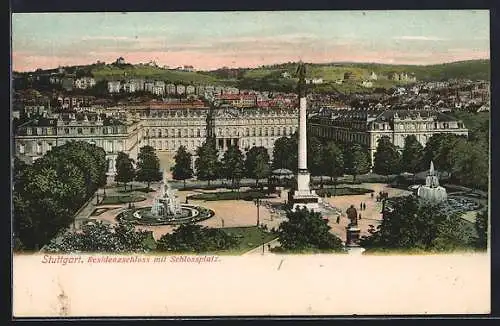 AK Stuttgart, Residenzschloss mit Schlossplatz