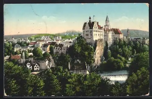 AK Sigmaringen, Ortsansicht mit Schloss