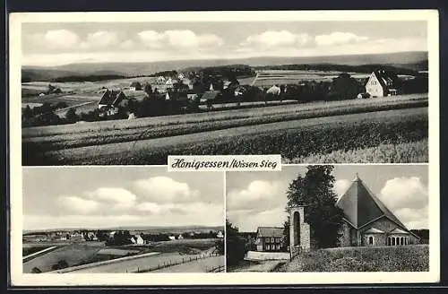 AK Honigsessen /Wissen, Kirche, Panorama, Gesamtansicht