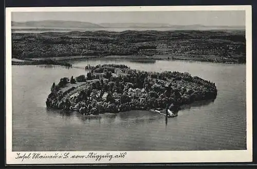 AK Insel Mainau, Totalansicht mit Bodensee