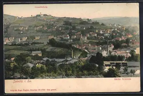 AK Sebnitz i. Sa., Teilansicht mit Genadierburg