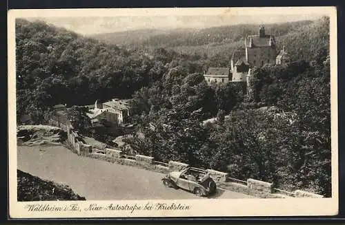 AK Waldheim i. Sa., Neue Autostrasse bei Kriebstein