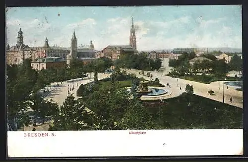 AK Dresden-Neustadt, Albertplatz aus der Vogelschau