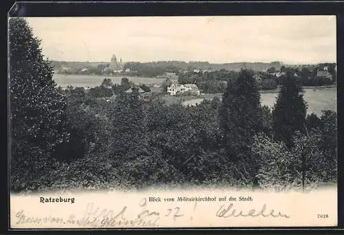 AK Ratzeburg, Blick vom Militairkirchhof auf den Ort