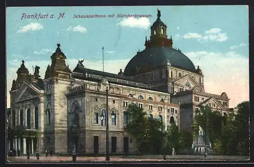 AK Frankfurt /Main, Schauspielhaus mit Märchenbrunnen