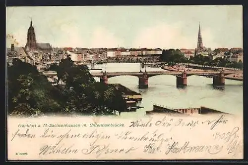 AK Frankfurt a. M.-Sachsenhausen, Teilansicht mit Untermainbrücke