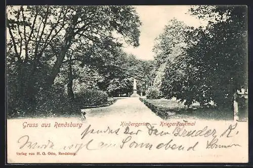 AK Rendsburg, Kindergarten mit Kriegerdenkmal