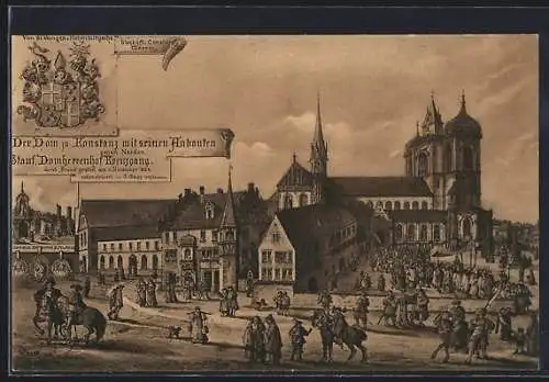 AK Konstanz, Der Dom mit seinen Anbauten, historische Darstellung