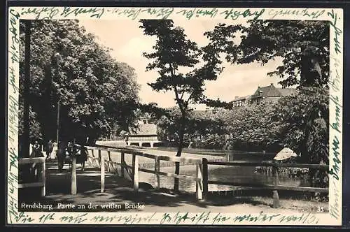 AK Rendsburg, Partie an der weissen Brücke