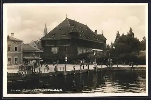 AK Konstanz, Uferpartie mit Blick auf Konziliumsgebäude