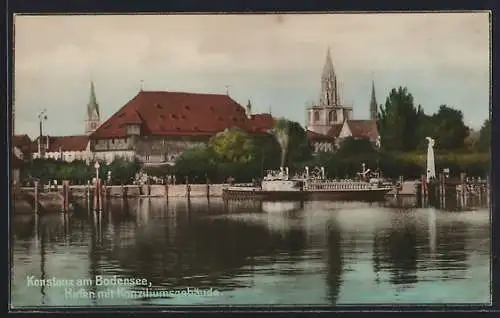 AK Konstanz am Bodensee, Hafen mit Konziliumsgebäude