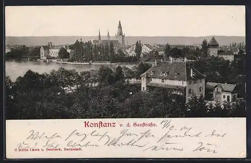 AK Konstanz, Teilansicht mit Kirche von der Seestrasse