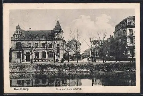 AK Rendsburg, Blick auf Bahnhofstrasse