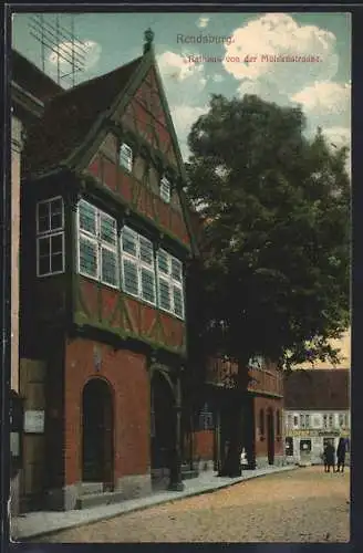 AK Rendsburg, Rathaus von der Mühlenstrasse