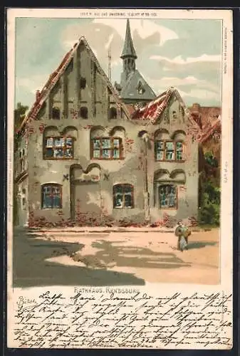 Künstler-AK Carl Biese: Rendsburg, Blick zum Rathaus