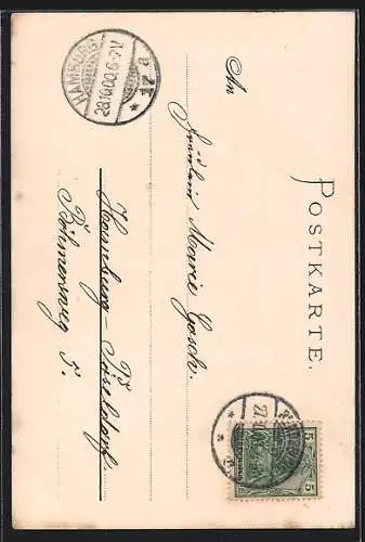 Lithographie Rendsburg, Partie am Rathaus