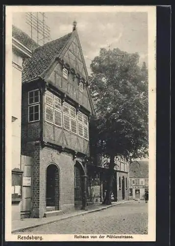 AK Rendsburg, Rathaus von der Mühlenstrasse