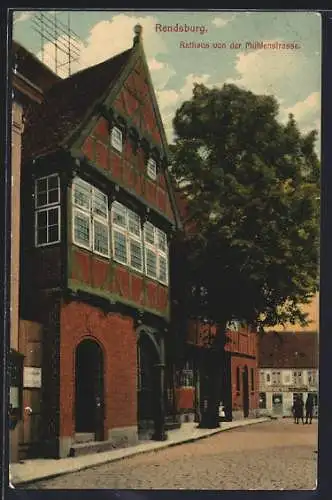 AK Rendsburg, Rathaus von der Mühlenstrasse