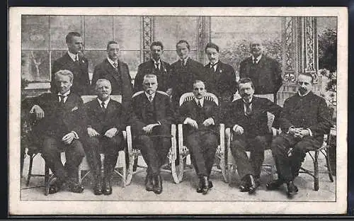 AK Edvard Benes, Gustav Haberman, Vaclav Klovac, Karel Kramar und weitere Staatsmänner, Gruppenfoto