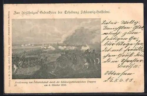 AK 50jährige Gedenkfeier der Erhebung Schleswig-Holsteins, Erstürmung von Friedrichstradt