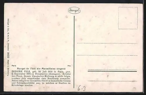 Künstler-AK Rouger de l`Isle die Marseillaise singend, französische Revolution