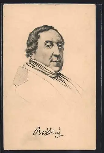 Künstler-AK Gioachino Antonio Rossini, Portrait aus dem 19. Jahrhundert