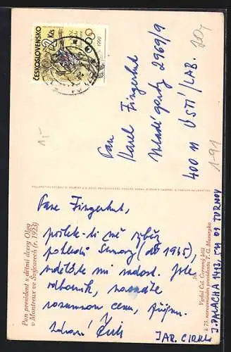 AK Präsident Masaryk (TGM) mit Frau und Kindern