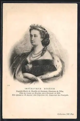 AK Impératrice Eugénie von Frankreich, Geb. 1826