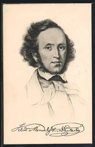 AK Portrait von Felix Mendelssohn Bartholdy