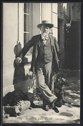 AK Portrait des Dichters Frederic Mistral mit Hund