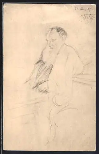 AK Portrait von Leo Tolstoi mit Vollbart