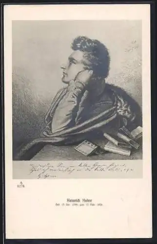 AK Portrait des Dichters Heinrich Heine, 1799-1856