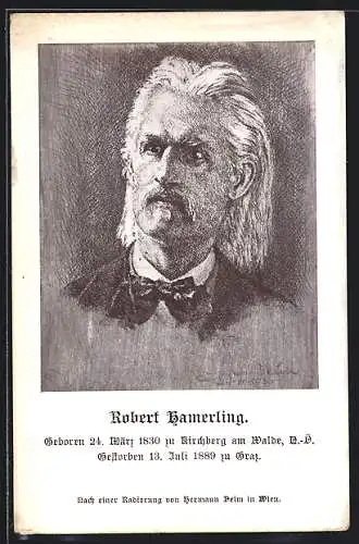 AK Portrait des Dichters Robert Hamerling, 1830-1889