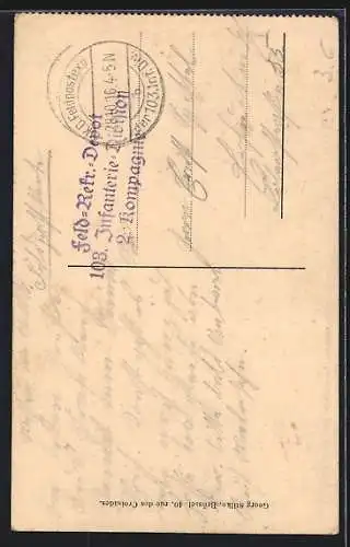 AK Zwei Soldaten in den Höhlen, Eingang mit Posten im Hintergrunde