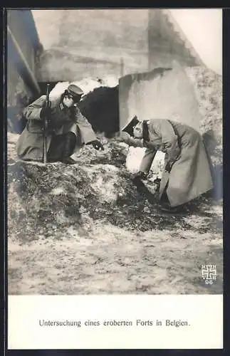 AK Untersuchung eines eroberten Forts in Belgien